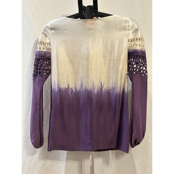NWT Tory Burch Pearson Blouse in Plum Dip Dye Women's size 2 - Picture 2 of 7